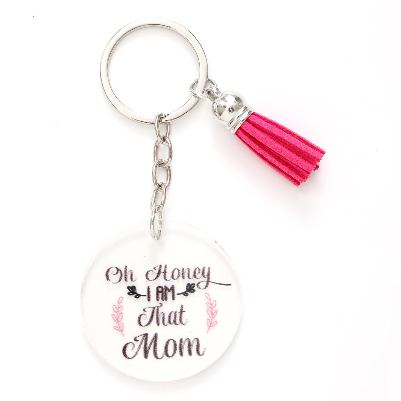 Wholesale Acrylic English Flower Red Tassel Leopard Print Keychain ACC-KC-YTian028