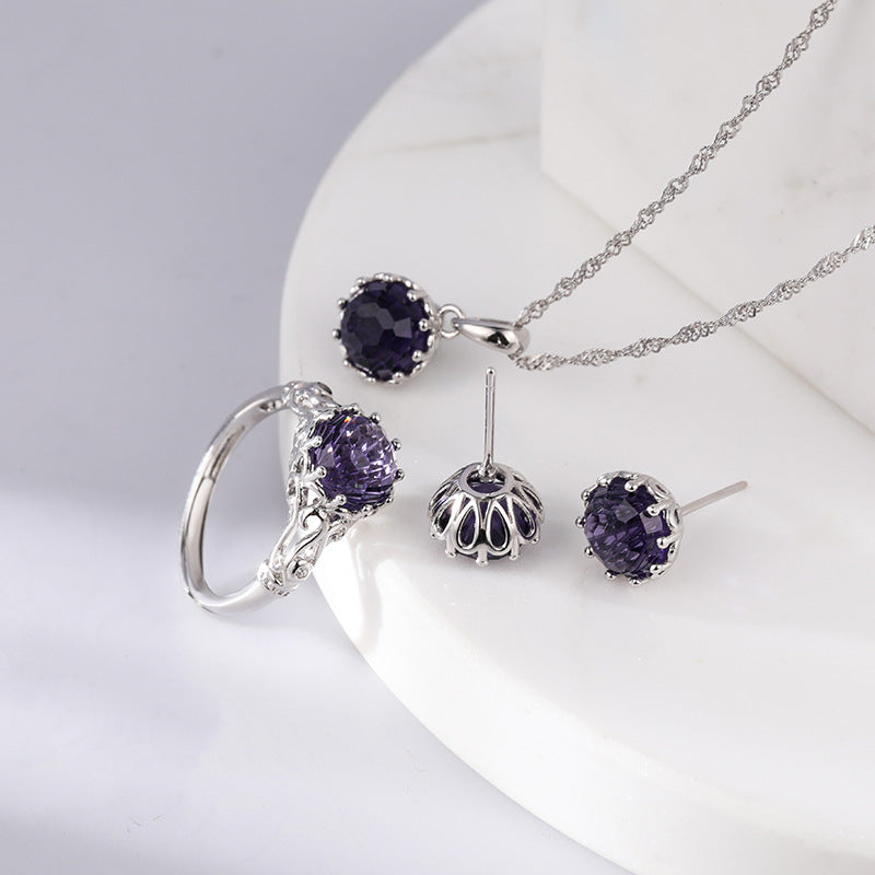 Wholesale  S925 Silver Color Gem Fashion Set Creative Design Firework Zircon Jewelry