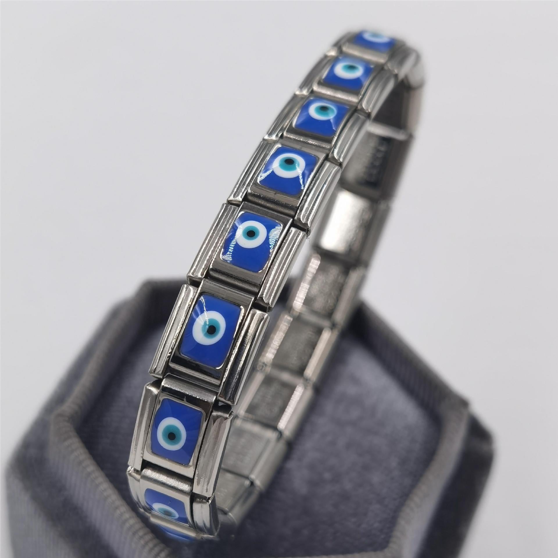Wholesale Italian Charm Bracelet 9mm DIY Spliced Removable Stainless Steel Devil's Eye Composable Bracelet ACC-BT-XY022
