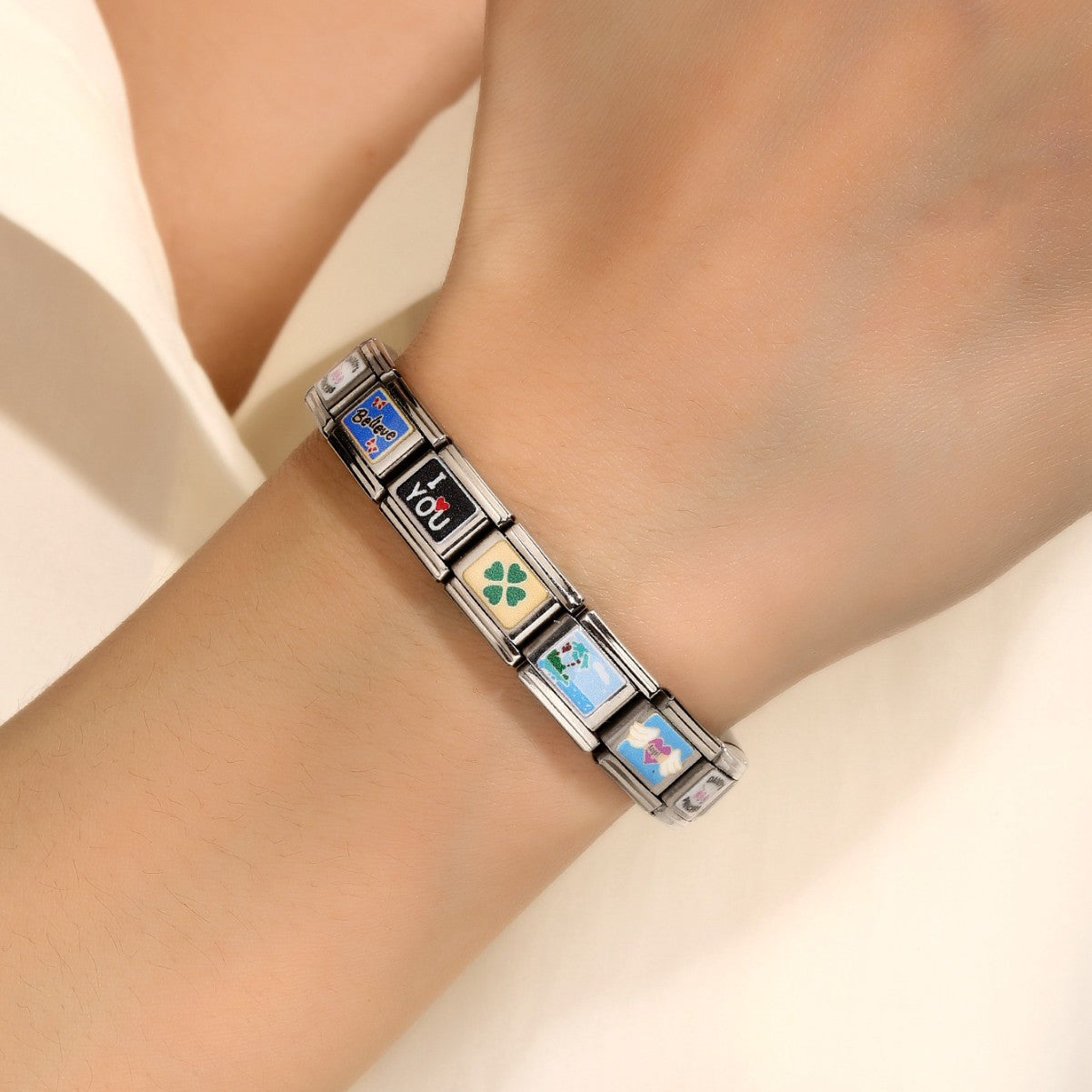 Wholesale Italian Charm Bracelet 9mm DIY Splicing Cute Creative Stainless Steel Composable Bracelet