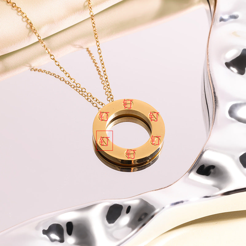 Wholesale Starry Sky Gold Plated Disc Pendant Necklace,  Chic Fashion Jewelry Gift for Women