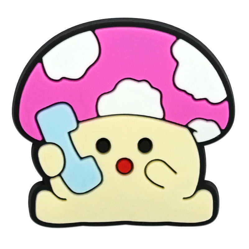 Wholesale   Random 100pcs Creative Cute cartoon mushroom series  PVC Soft Rubber Shoe Buckle Decoration
