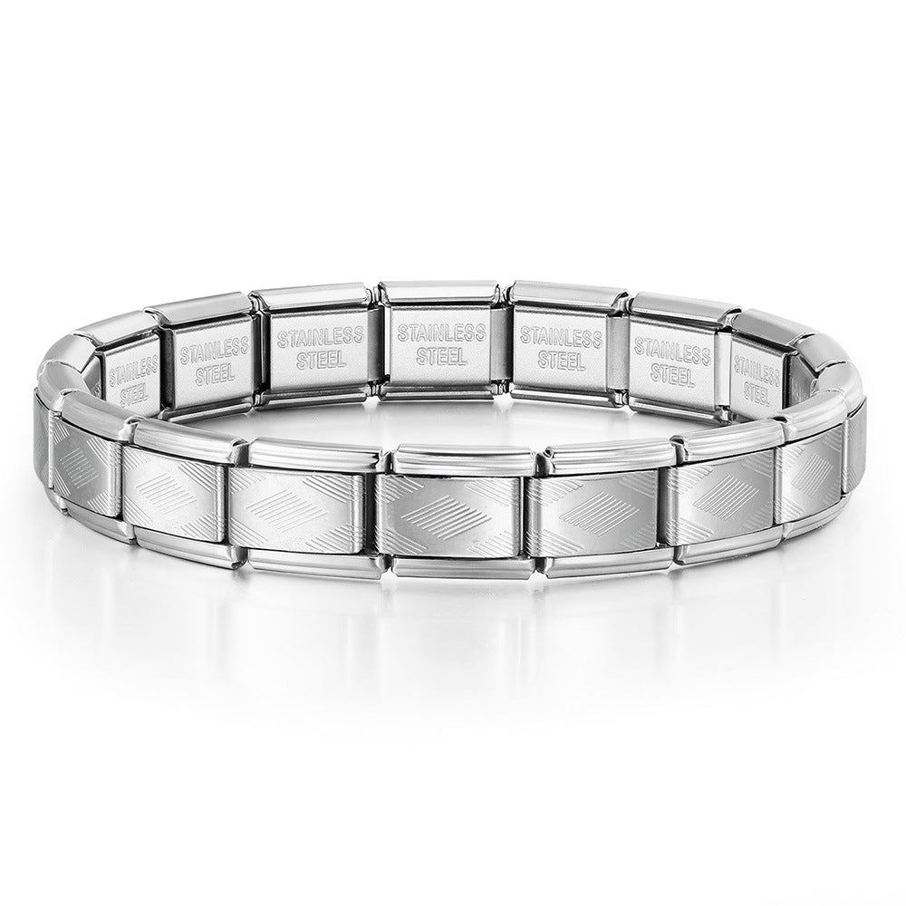 Wholesale Trendy Stainless Steel Modular Bracelet In Gold Silver Diamond Pattern DIY Watchband Chain For Everyday Wear
