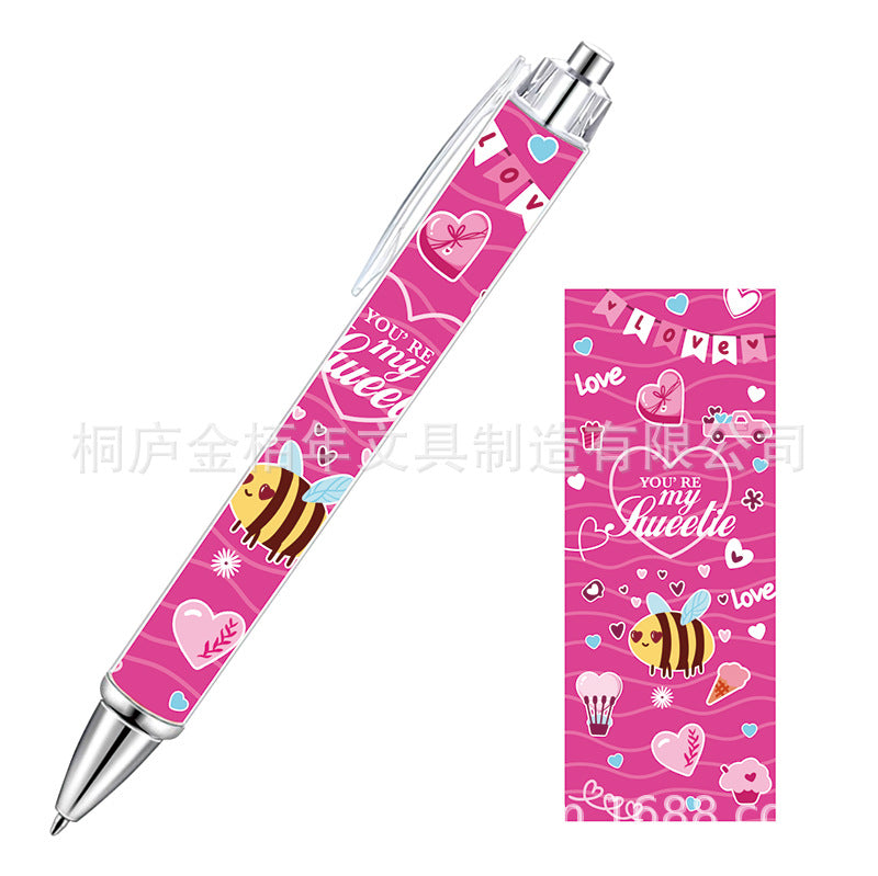 Wholesale Pink Bow Heart Roll Paper Ballpoint Pen