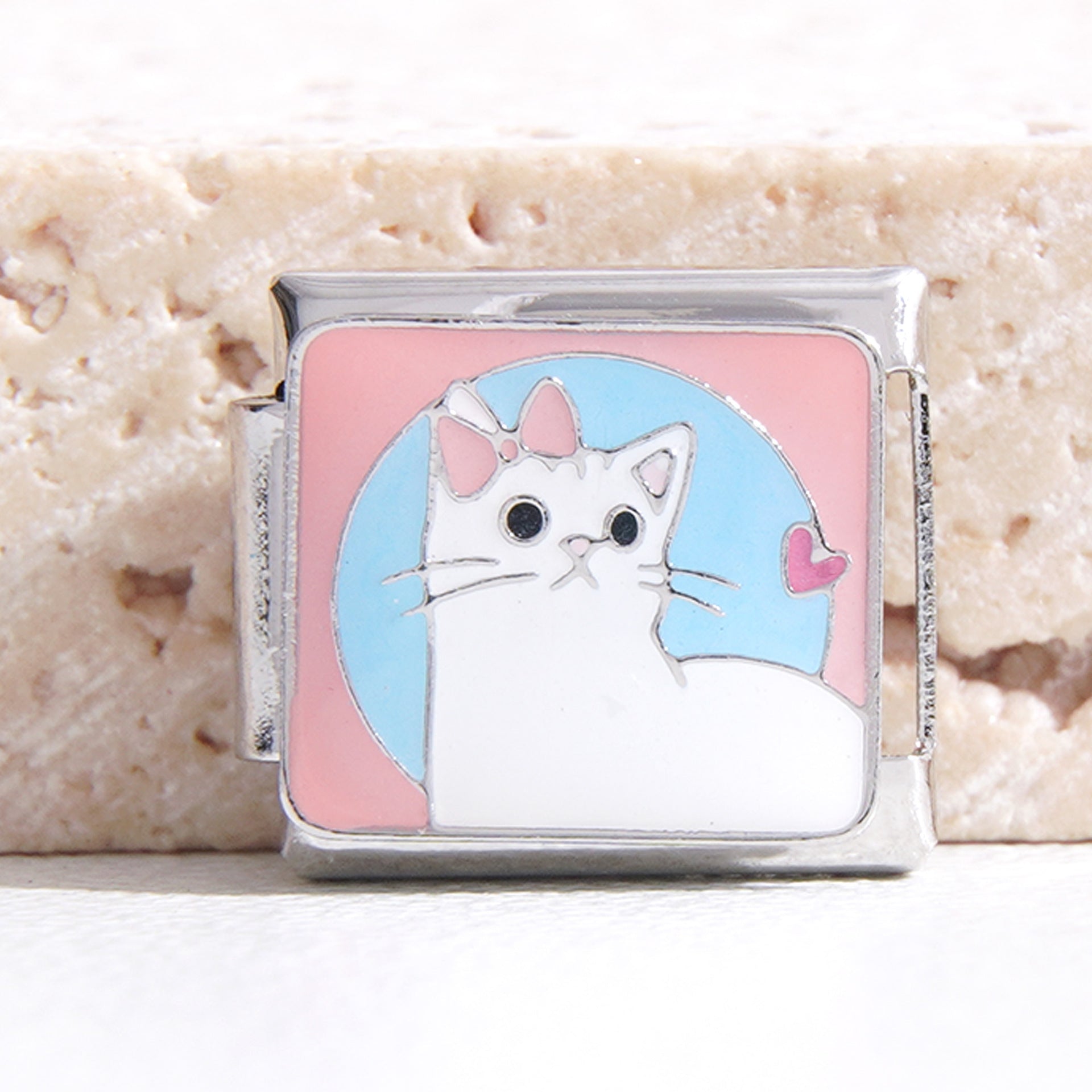 Wholesale Italian Charm Bracelet 9mm DIY Splicing Removable Cartoon Cat Stainless Steel Composable Bracelet