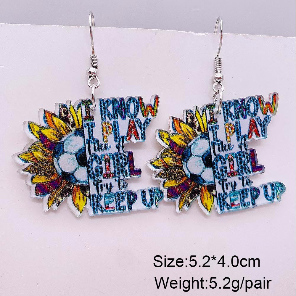 Wholesale  football acrylic earrings lovely U-shaped leopard print earrings
