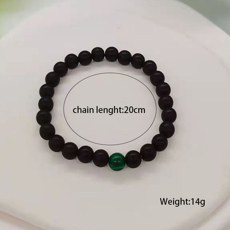 Wholesale  8mm dumb black frosted stone malachite couple bracelet