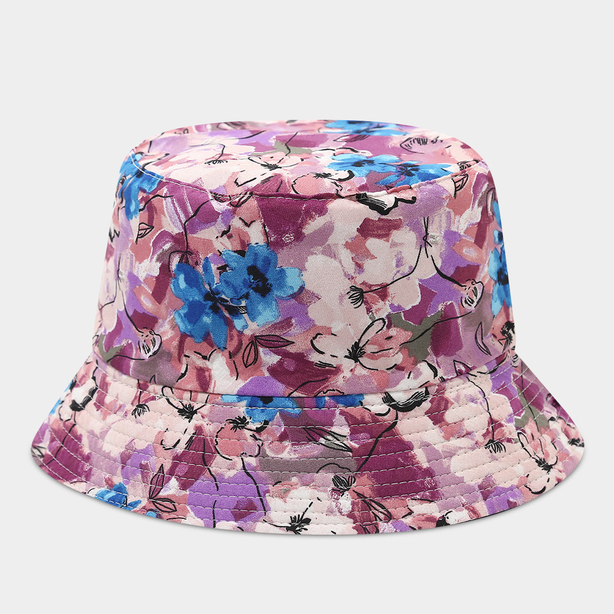Wholesale Double-Sided Fisherman Hat  Flower Pattern Basin Hat