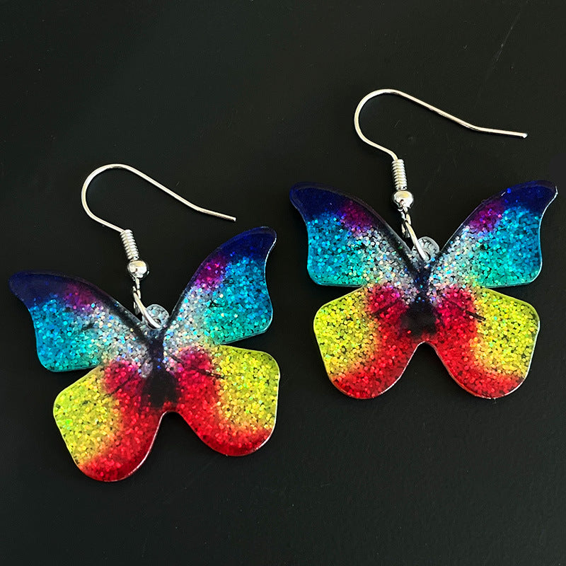 Wholesale 2 Pairs/pack Flower Butterfly Shiny Acrylic Earrings ACC-ES-HY027