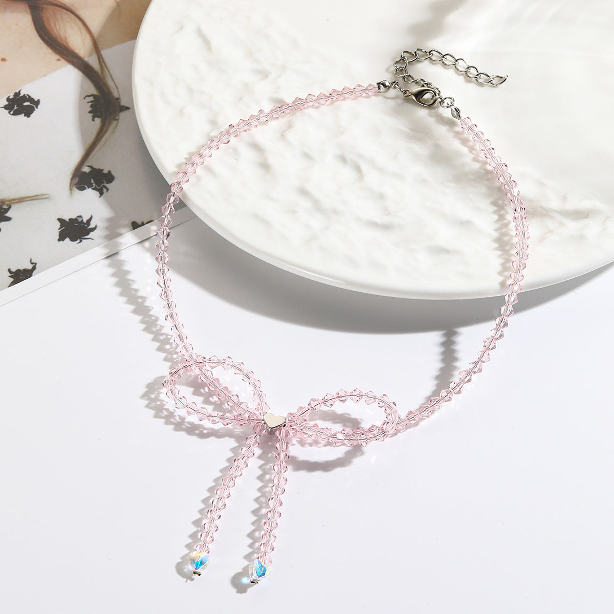 Wholesale  Butterfly Knot Pearl Tassel Crystal Beaded Necklace