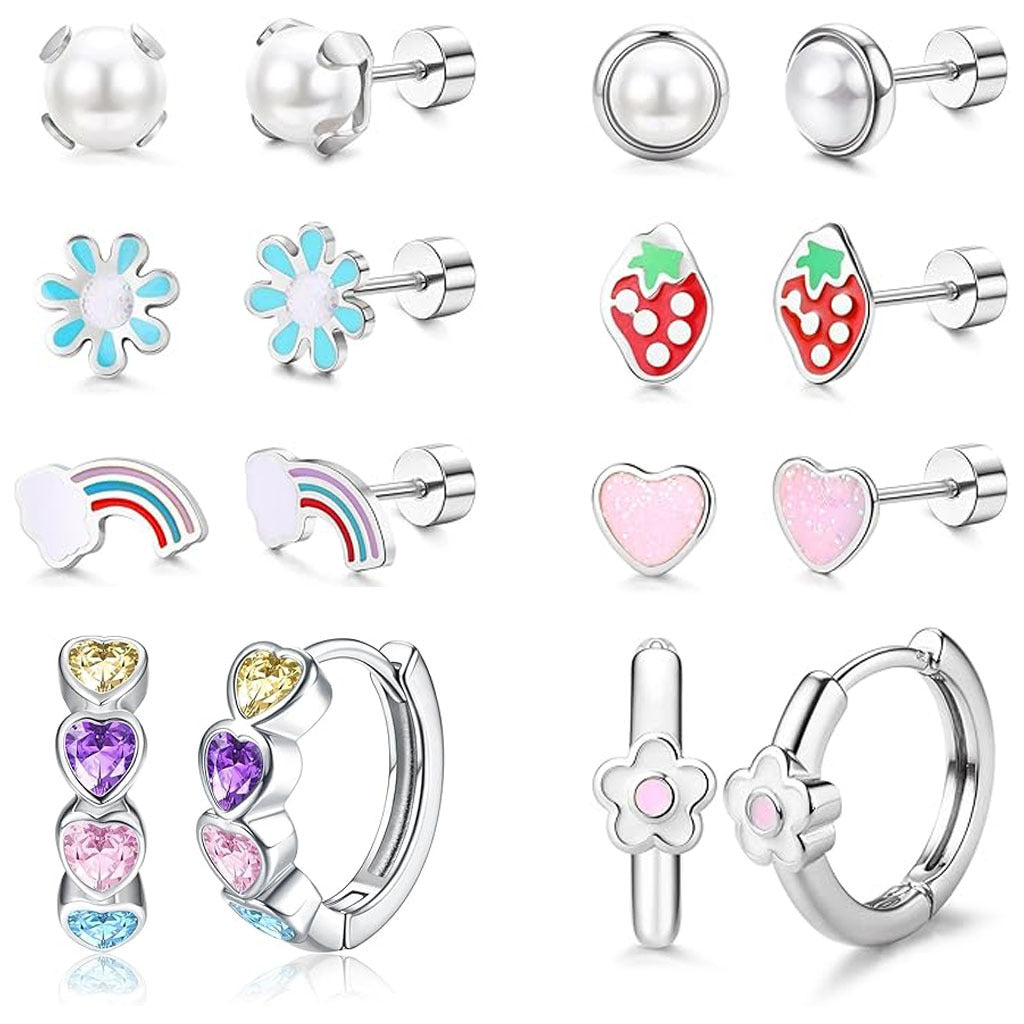 Wholesale Colorful Heart Shaped Threaded Flat Back Stainless Steel Cartilage Stud