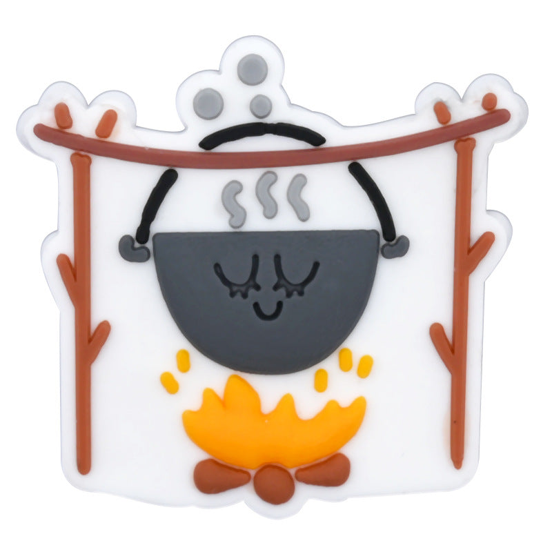 Wholesale Random 100pcs Cartoon Camping Series PVC Soft Rubber Shoe Buckle Decoration ACC-SC-RYY061