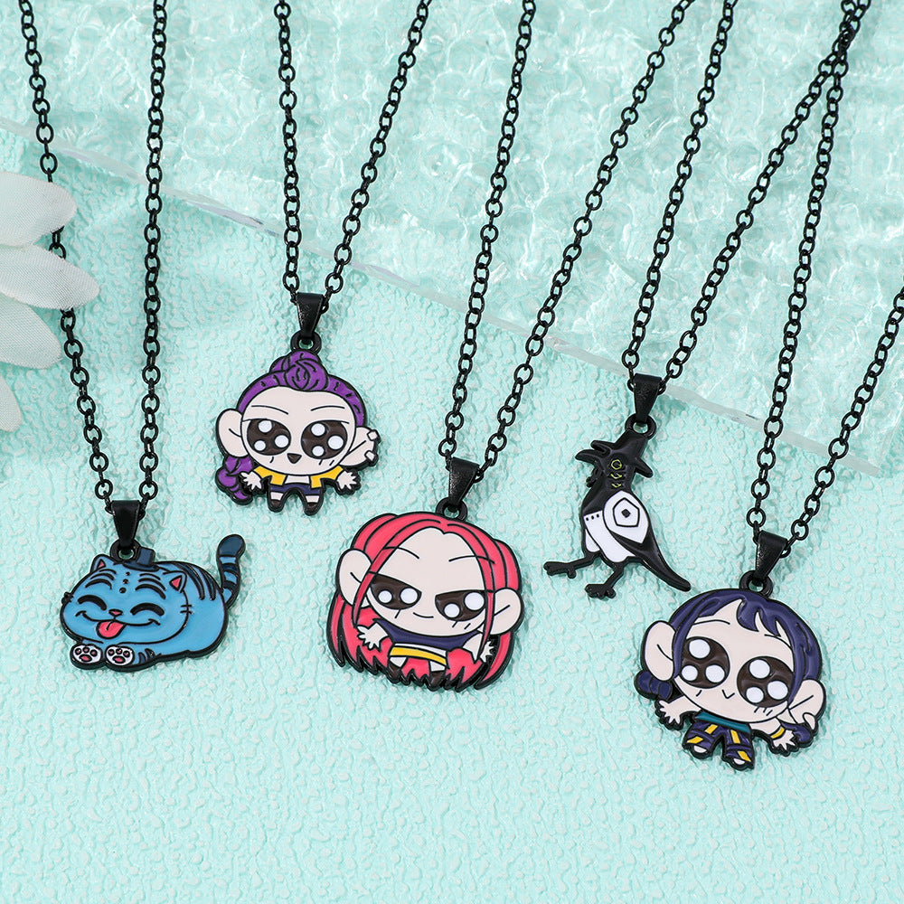 Wholesale kpop cartoon anime oil drop alloy necklace
