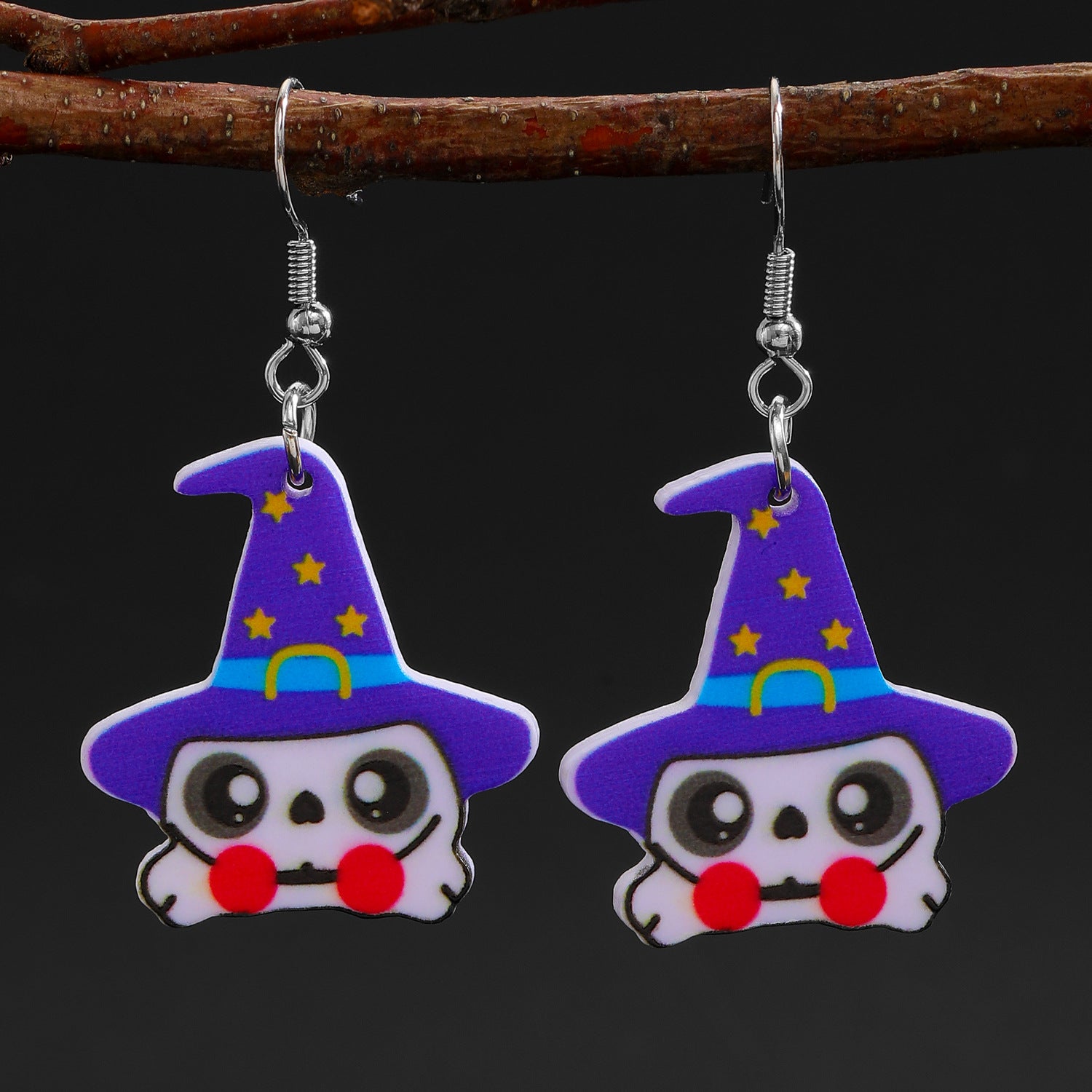 Wholesale Acrylic  Pumpkin Witch Hat Cartoon Earrings Jewelry Accessory Gift