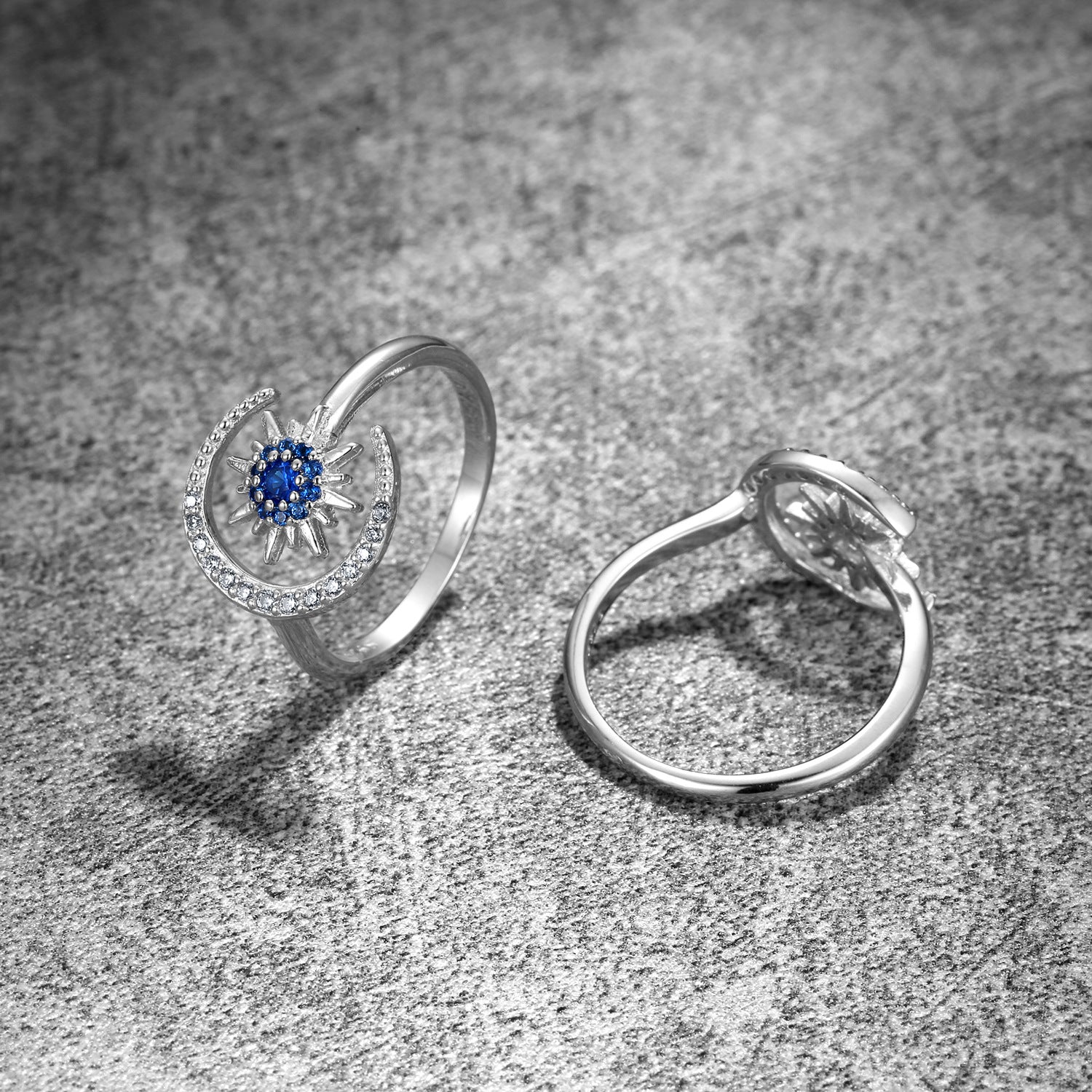 Wholesale Star Moon S925 Sterling Silver Rings ACC-RS-MC017