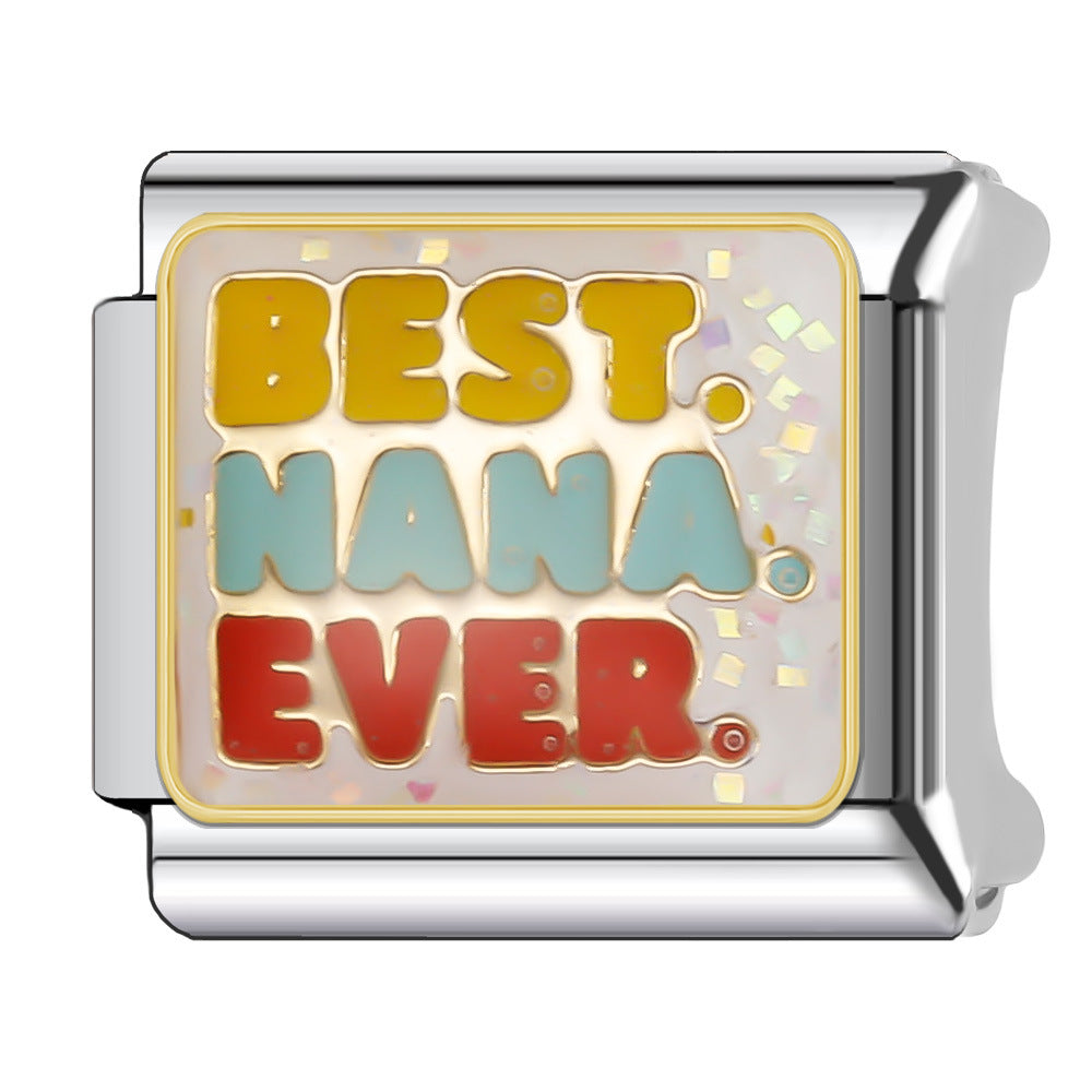 Wholesale Italian Charm Bracelet 9mm DIY Splicing English Short Sentence Series Stainless Steel Composable Bracelet