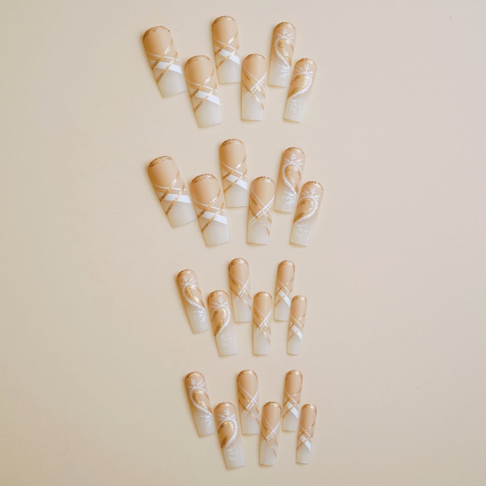 Wholesale 24 Pieces/ box Christmas Gold Glitter Nails Kits Nail Stickers