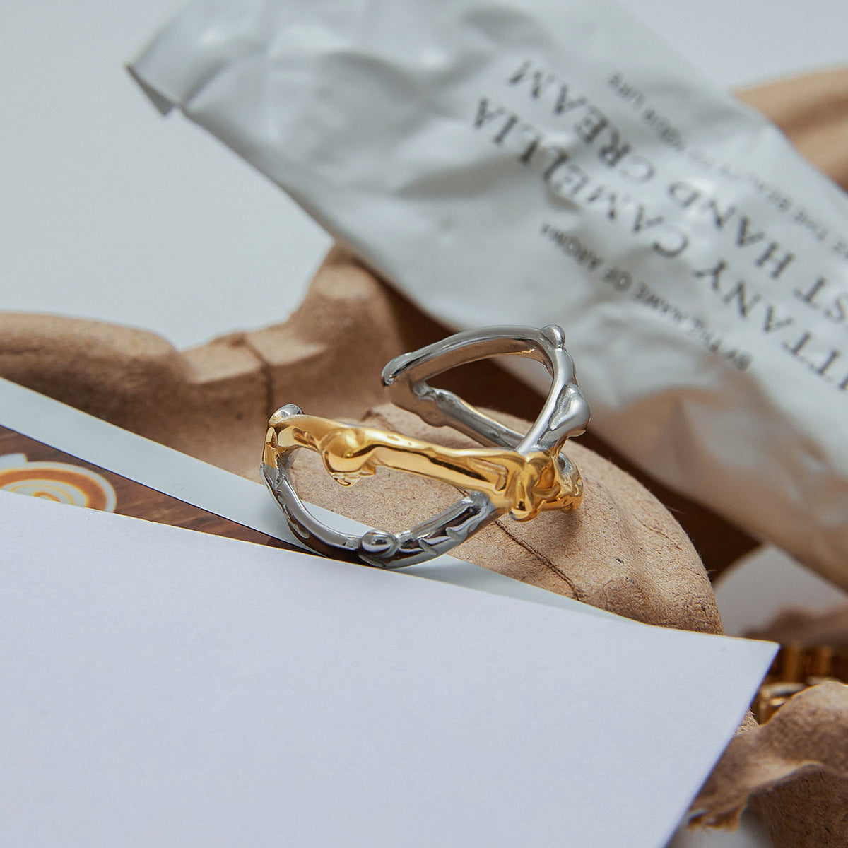 Wholesale cross hollow hammer pattern adjustable opening stainless steel  ring