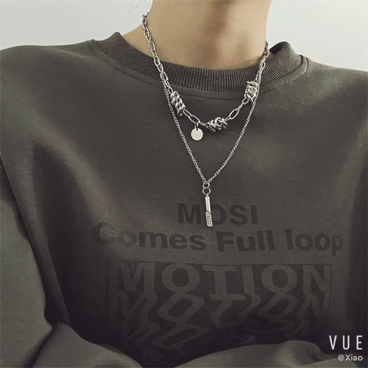 Wholesale Double Layer Stacking Necklace Clavicle Chain Choker Necklace Titanium Steel ACC-NE-Ziyou009