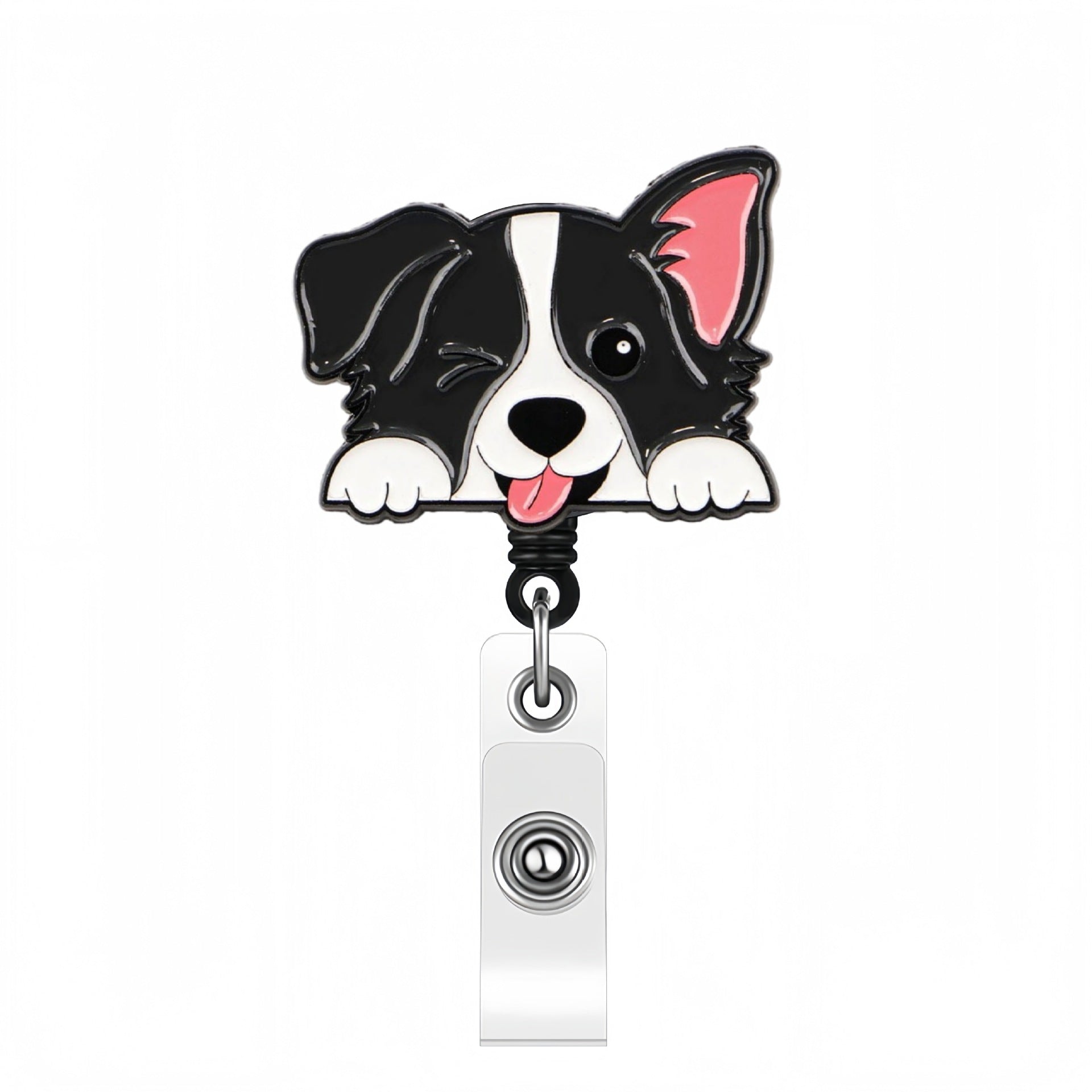 Wholesale Cute Cartoon Pet Dog Acrylic Retractable Rotating Badge Keychain