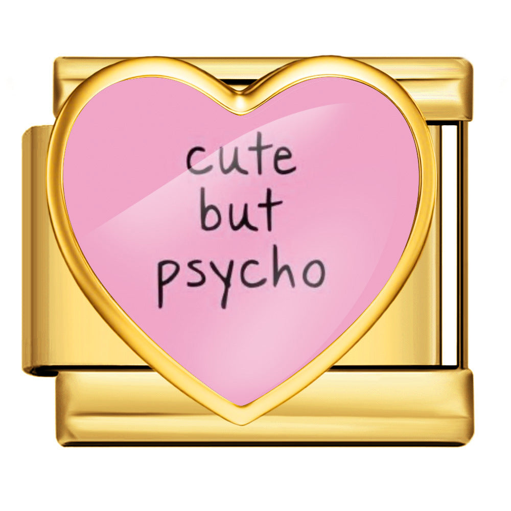 Wholesale  Italian Charm Bracelet 9mm DIY heart-shaped  Creative Stainless Steel Composable Bracelet