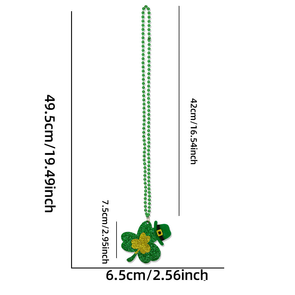 Wholesale St Patrick's Day clover beads chain Irish day  jewelry accessories green pendant necklace