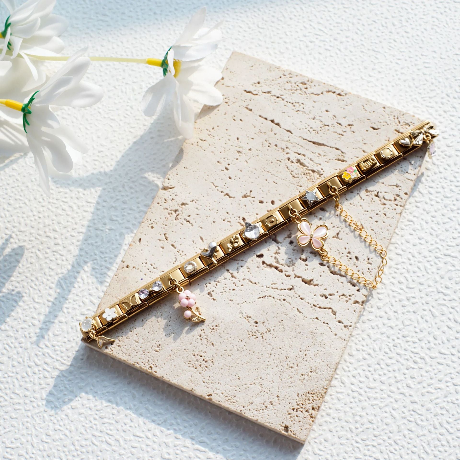 Wholesale 9mm Italian Charm Starter Bracelets DIY square Single Section Creative Stainless Steel Composable Bracelet