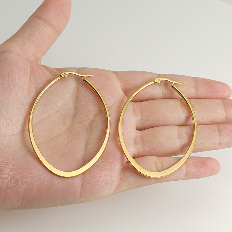 Wholesale  Titanium Steel Circle Electroplated 18K Gold Earrings