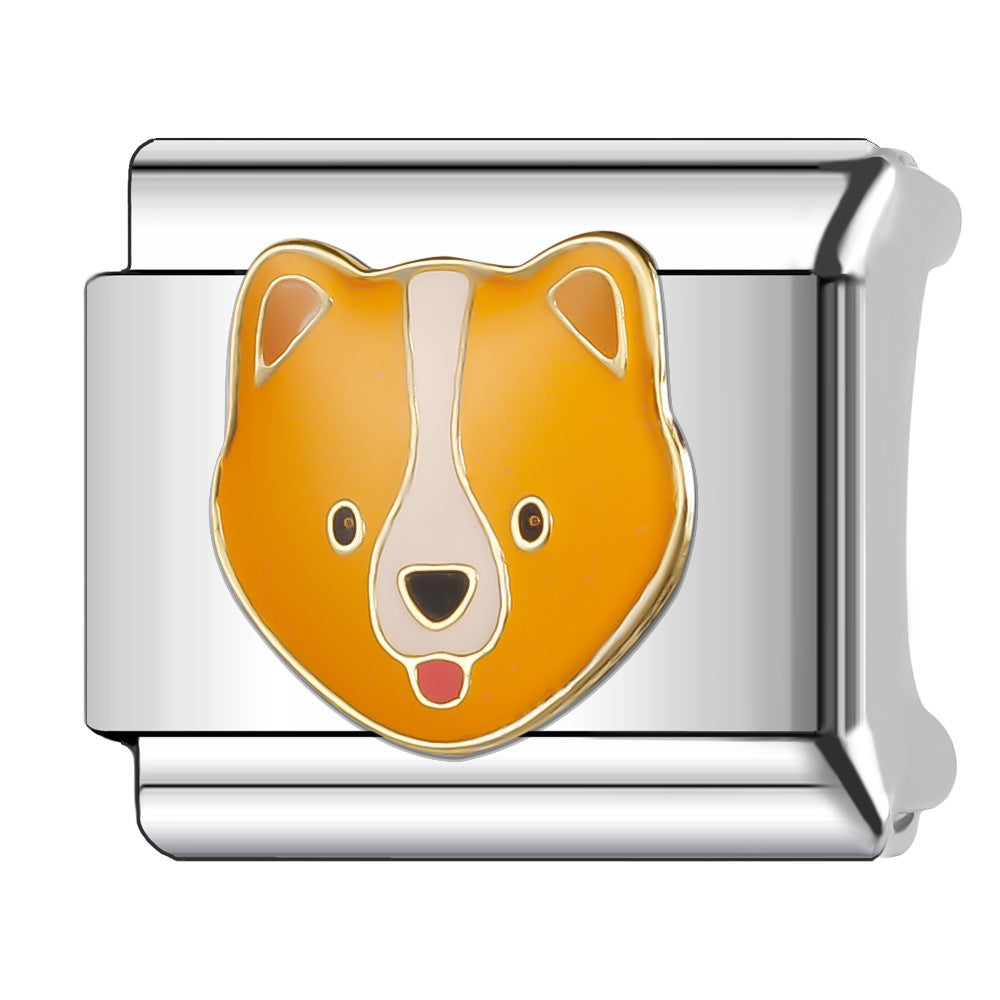 Wholesale Italian Charm Bracelet 9mm DIY Splicing Cute Pet Series Stainless Steel Composable Bracelet