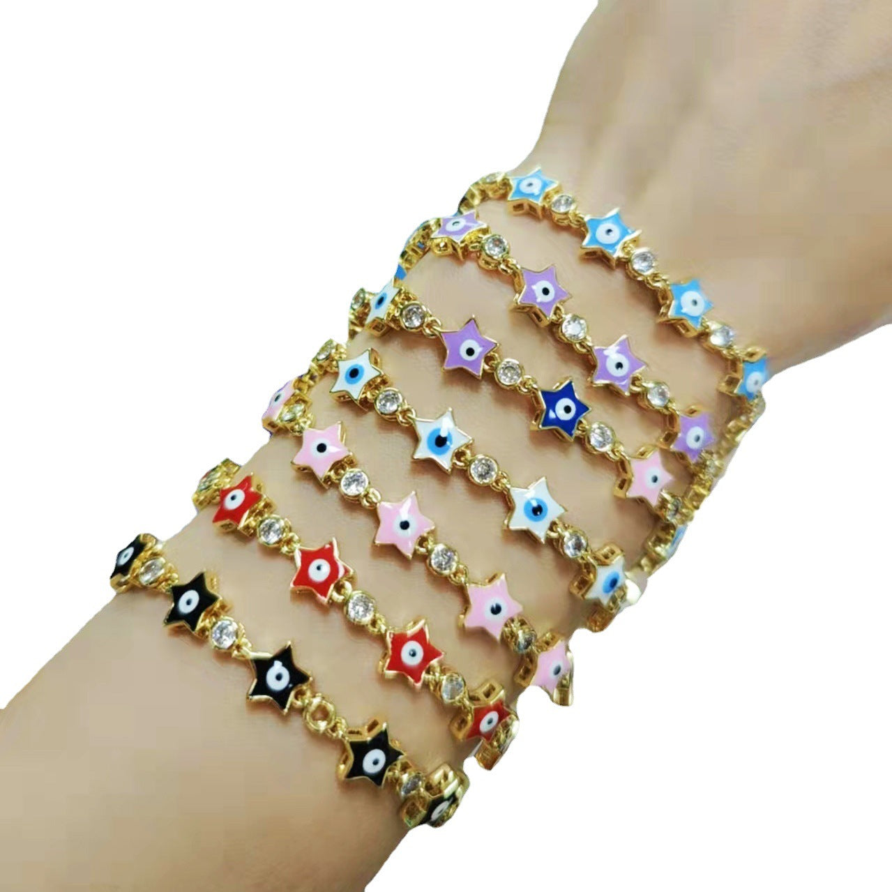 Wholesale Devil's Eye Bracelet Color Drop Oil Eye Star Zircon Bracelet