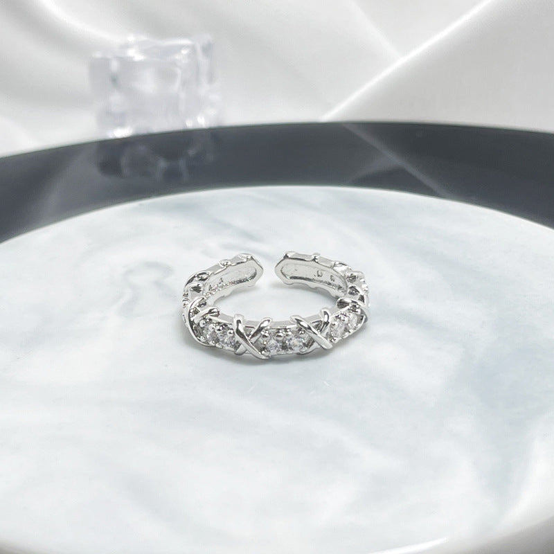 Wholesale light luxury cross multi-color zircon design ring