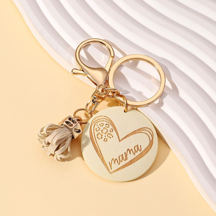 Wholesale MAMA Wooden Sign Colorful Mother's Day Tassel Creative Keychain ACC-KC-RongR044