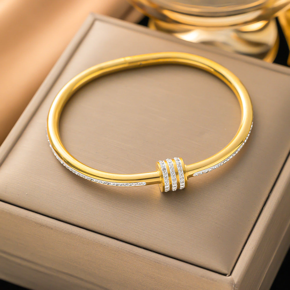 Wholesale Diamond Electroplated Zircon Titanium Steel Bracelets ACC-BT-Yibao008