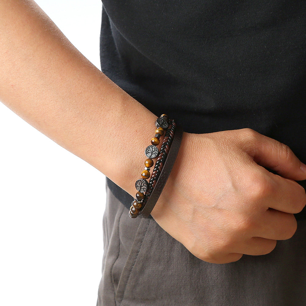 Wholesale natural stone bracelet magnet buckle men's bracelet ACC-BT-Hongx006
