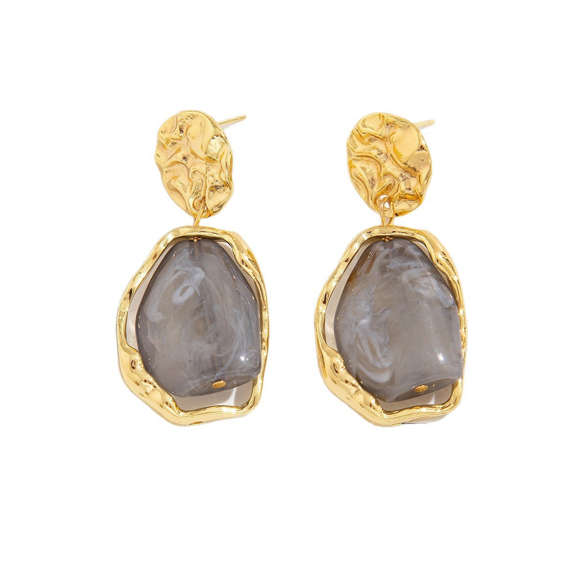 Wholesale Stainless steel gold-plated irregular natural stone earrings