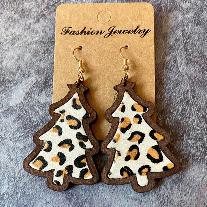 Wholesale Bohemian Western Christmas Wood Earrings ACC-ES-XinChuan059