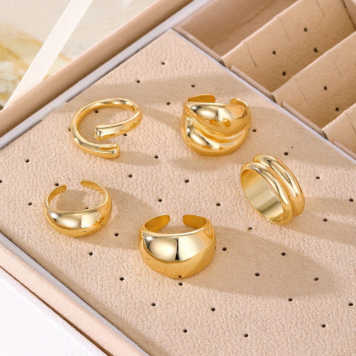 Wholesale  geometric UV plating  material spherical 4-piece set of irregular ring