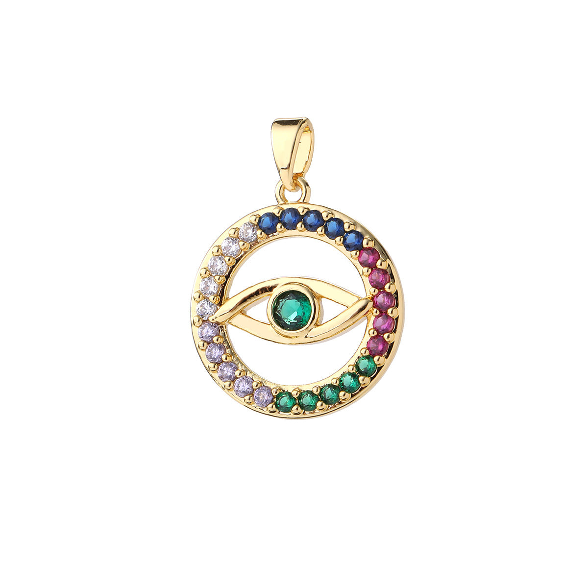 Wholesale Fashion Boho Evil Eye Gold Plated Brass Zircon Pendant For DIY Necklace Making Boutique Resale