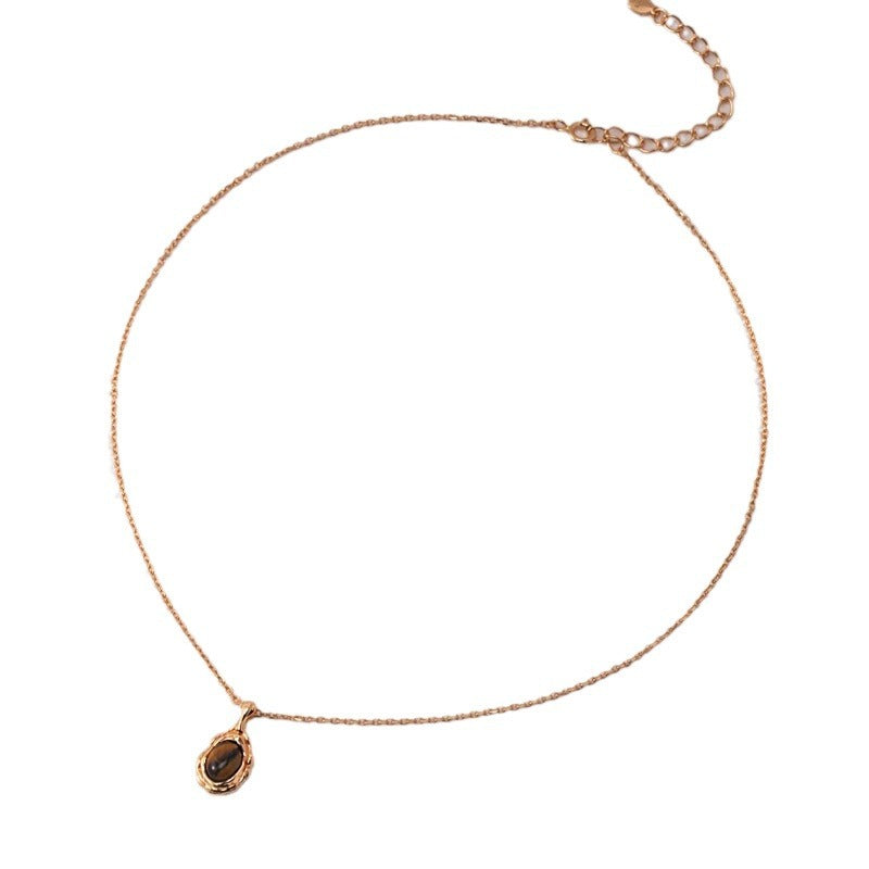 Wholesale S925 Sterling Silver Tiger Eye Stone necklace