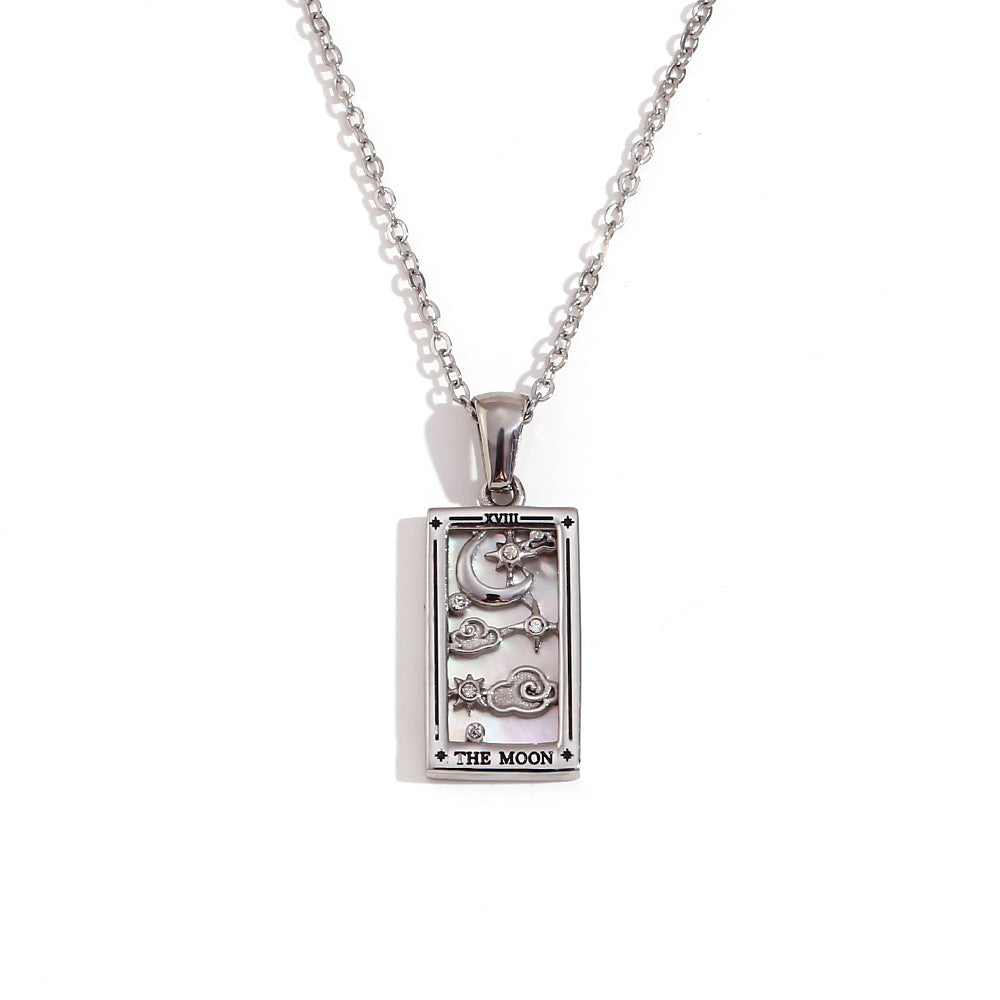 Wholesale Tarot Pendant Necklace 18K Gold Plated Stainless Steel Retro Trendy Jewelry Gift