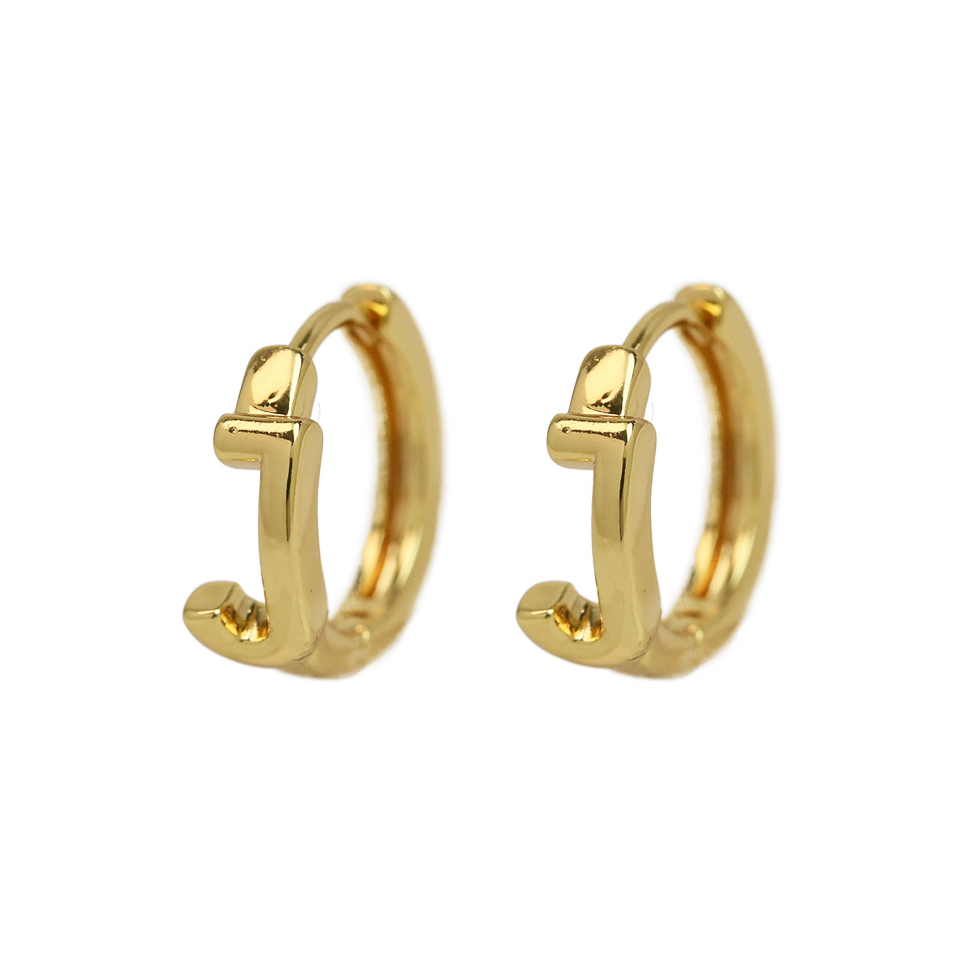 Wholesale 18k gold high-polished brass simple style 26 English letters earrings