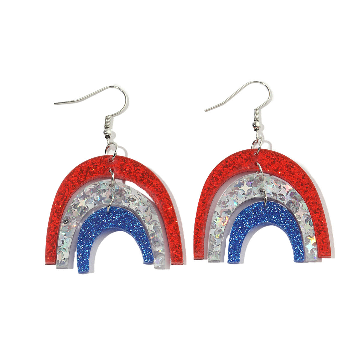 Wholesale Independence Day National Day Cheerleading Rainbow Shape Acrylic Earrings