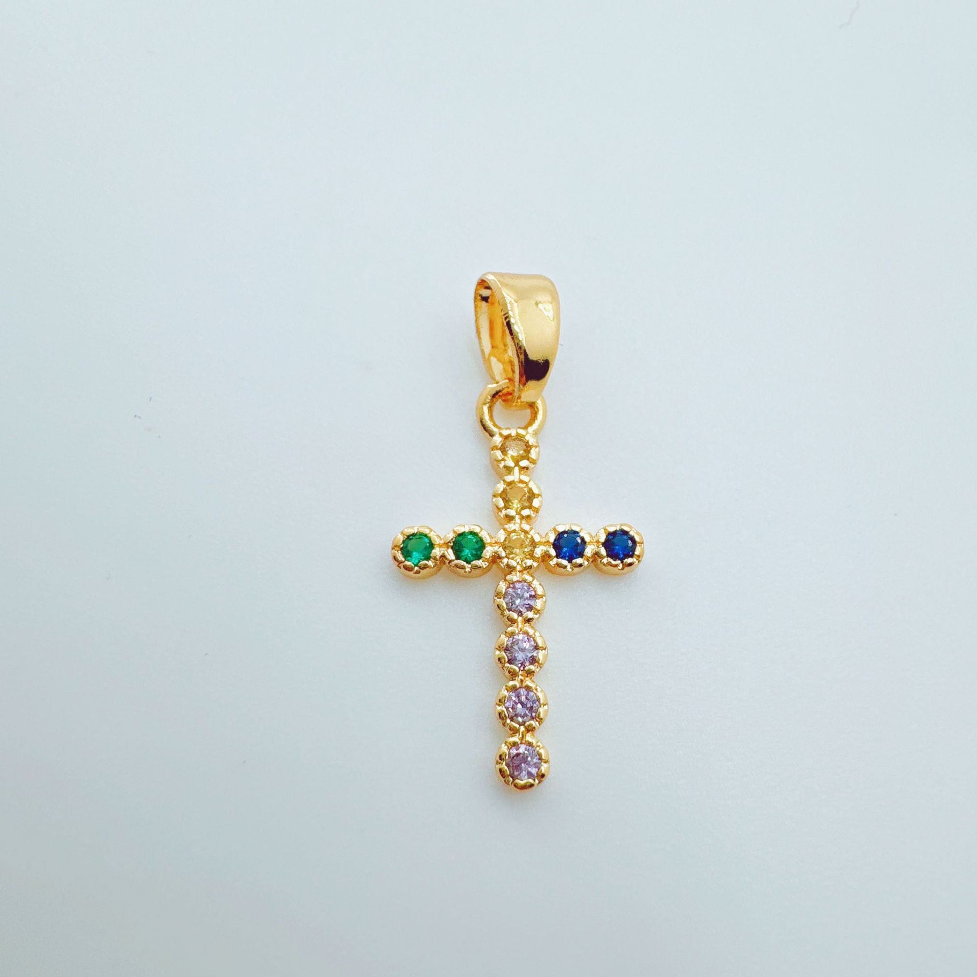 Wholesale =Micro-set Zircon Cross Pendant Necklace Copper Electroplated Fashion Accessory