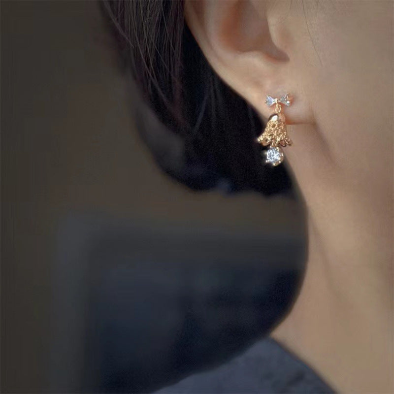 Wholesale Christmas sweet cute Bell bow earrings