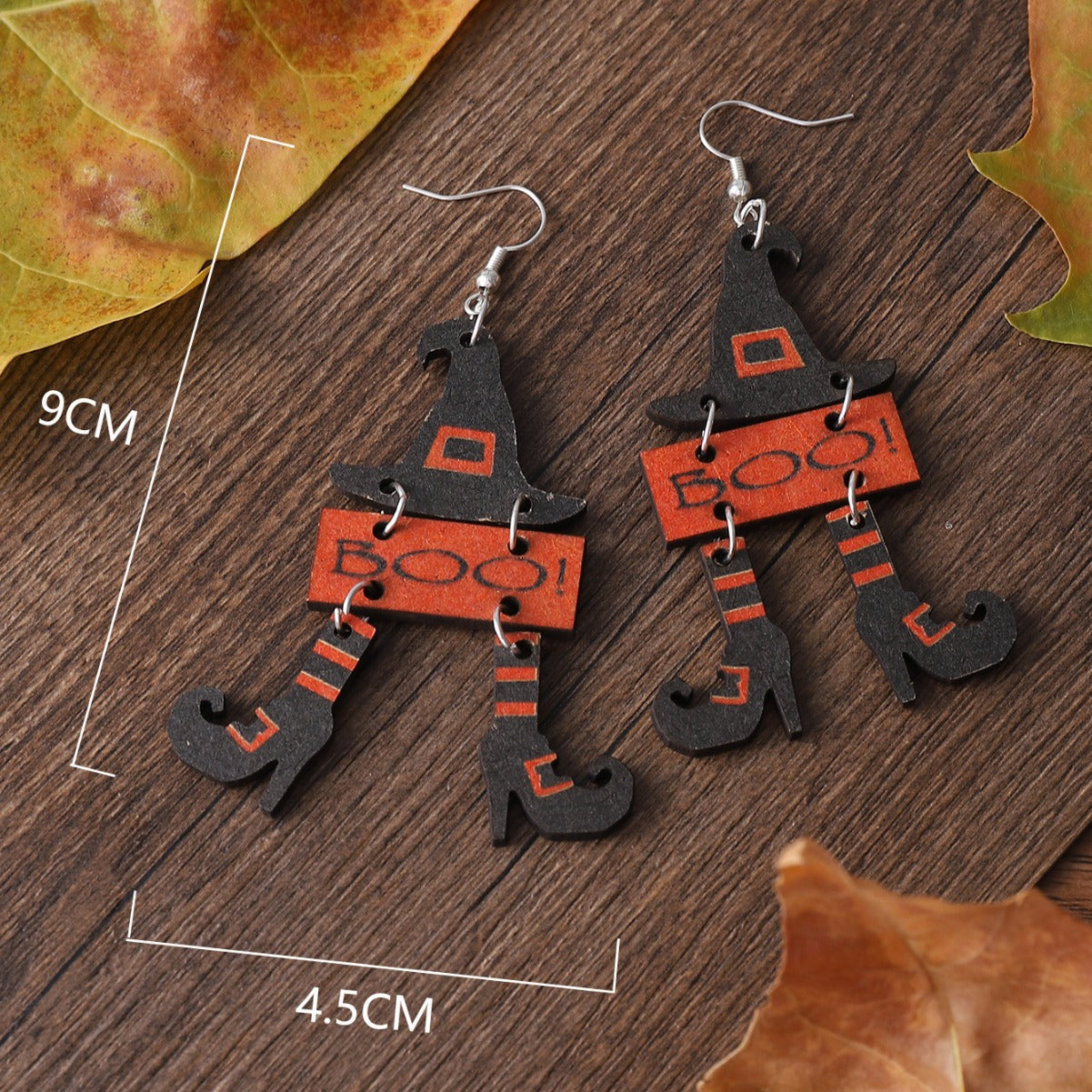 Wholesale Halloween Gothic Witch Hat Wood Earrings ACC-ES-ChuLian023