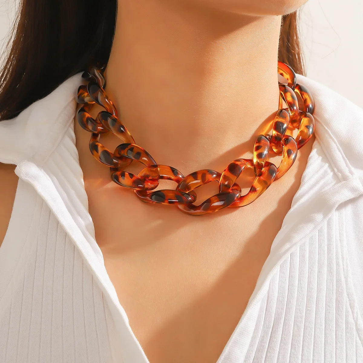 Wholesale  Leopard Slip Necklace Unique Punk Acrylic Chain Necklaces