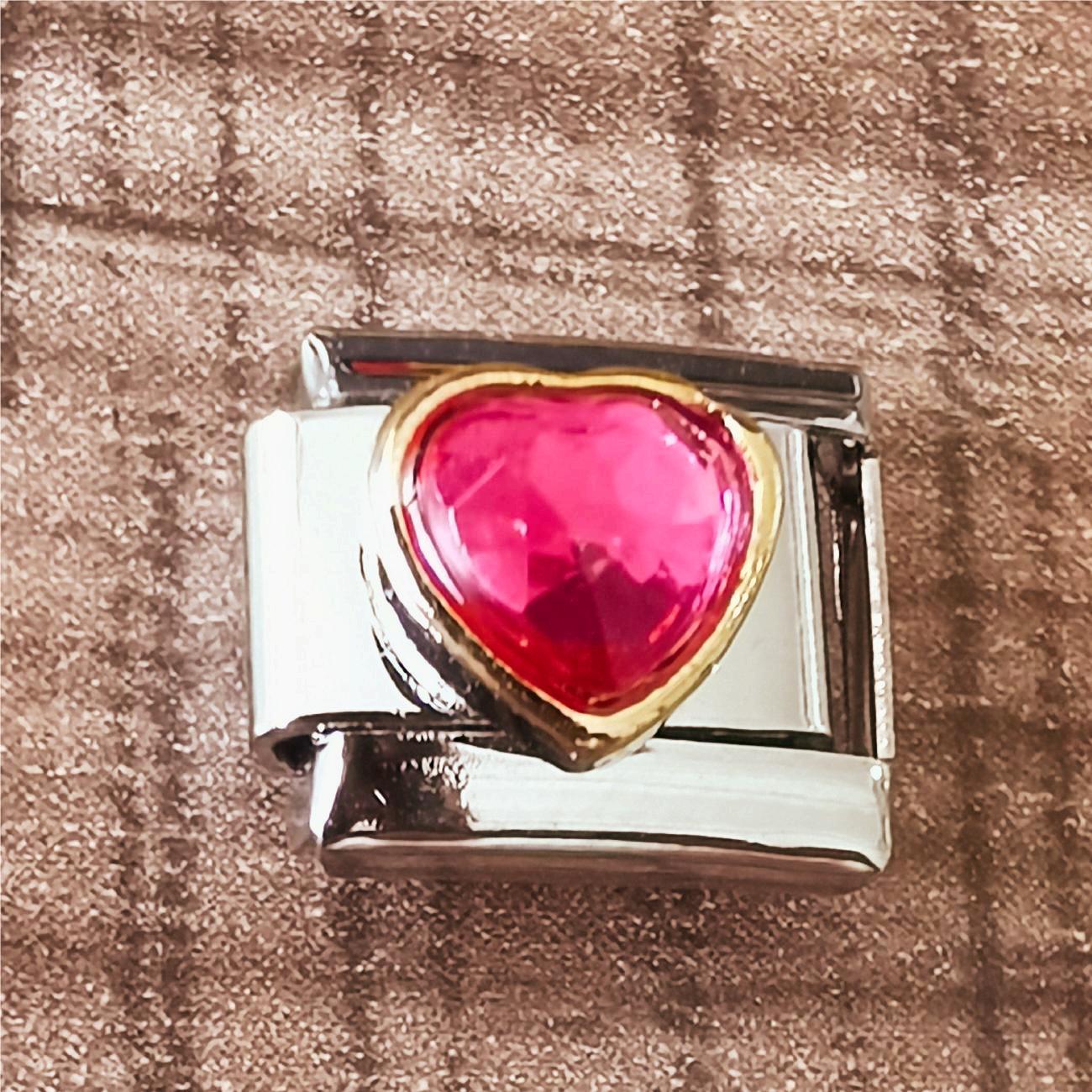 Wholesale 5pcs Italian Charm Bracelet Charm Module Stainless Steel Pink Peach Heart Bracelet 9mm DIY Pattern Free Stitching Detachable Composable Bracelet ACC-BT-XY002