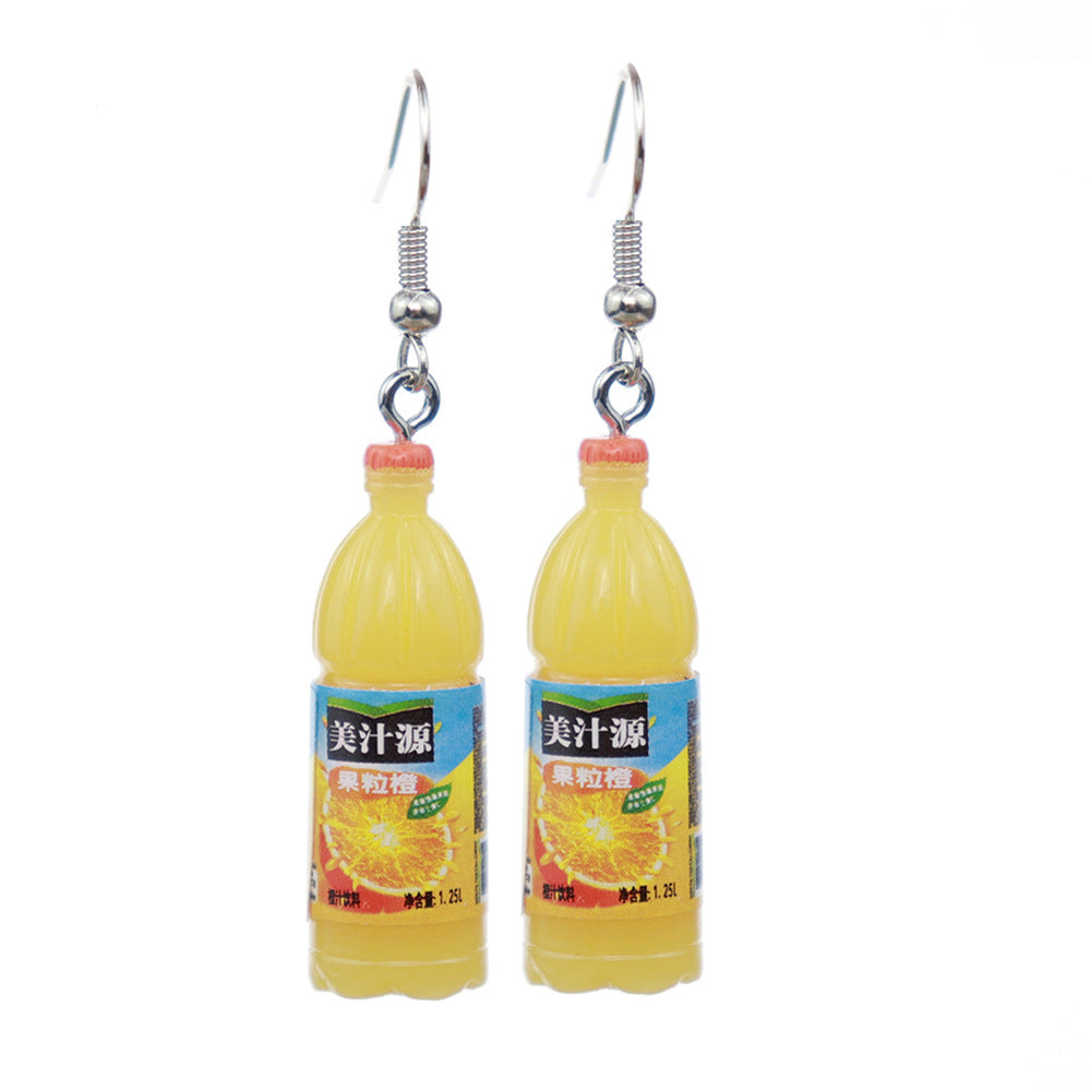 Wholesale Creative Fun Beverage Bottle Earrings