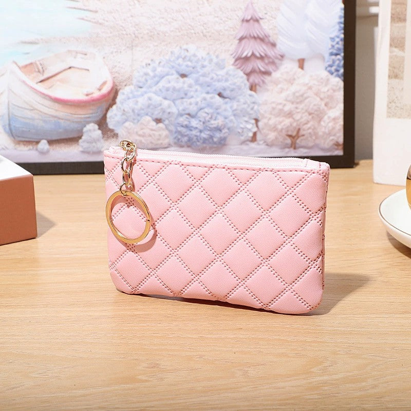 Wholesale Embossed PU Leather Coin Purse Small Wallet For Women Solid Color Card Holder And Key Pouch