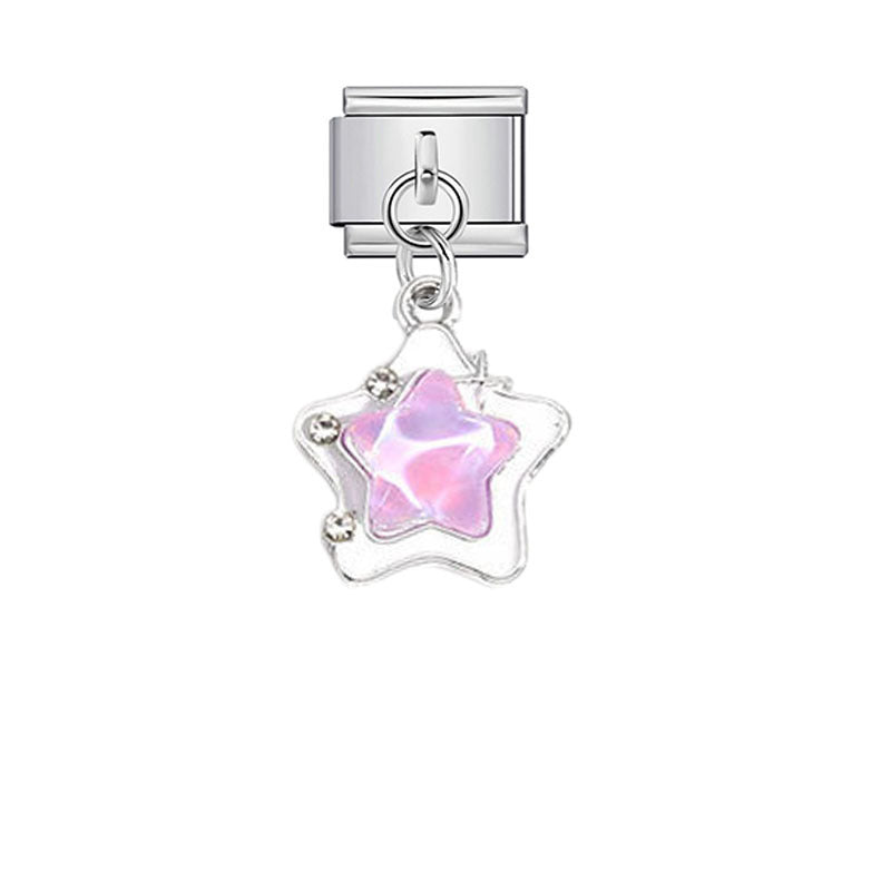 Wholesale Pink Crystal Flower Moon Pendant Charm for DIY Bracelet Watch - Stylish Jewelry Accessory for Women